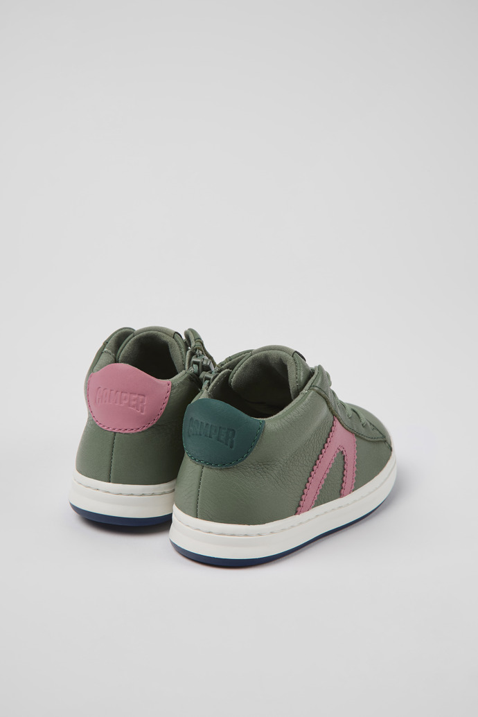 Back view of Twins Green leather sneakers for kids