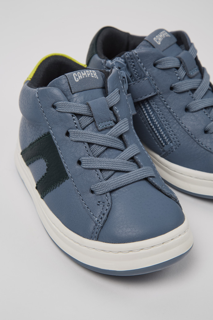 Close-up view of Twins Gray leather sneakers for kids