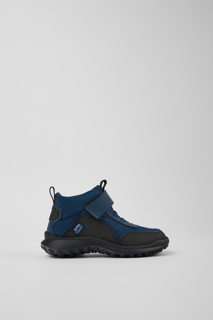 Side view of CRCLR Dark blue textile and leather ankle boots for kids