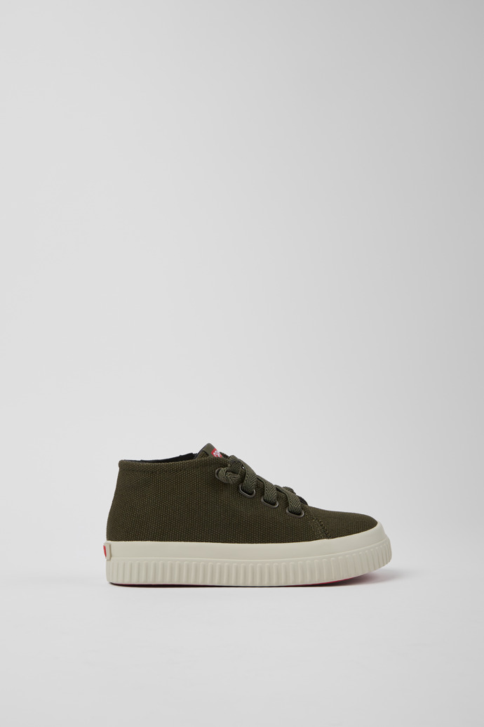 Image of Side view of Peu Roda Green textile sneakers for kids