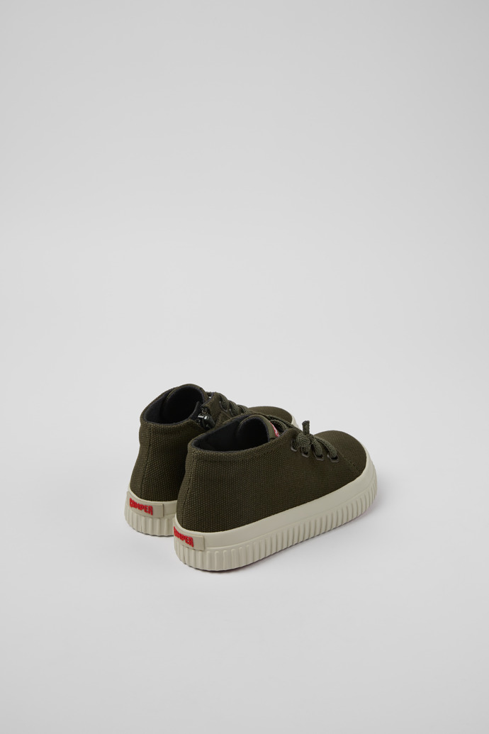 Back view of Peu Roda Green textile sneakers for kids