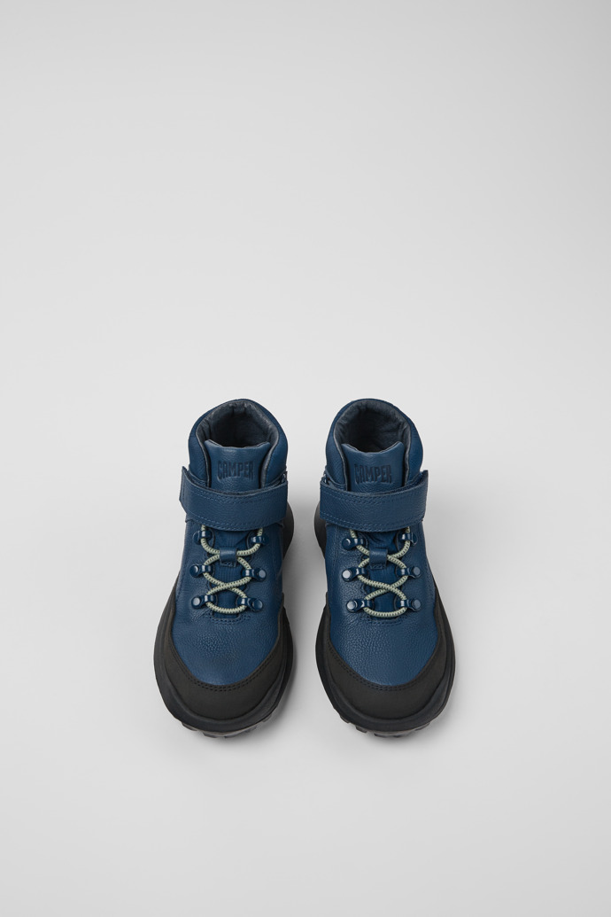 Overhead view of CRCLR Dark blue leather and textile ankle boots for kids