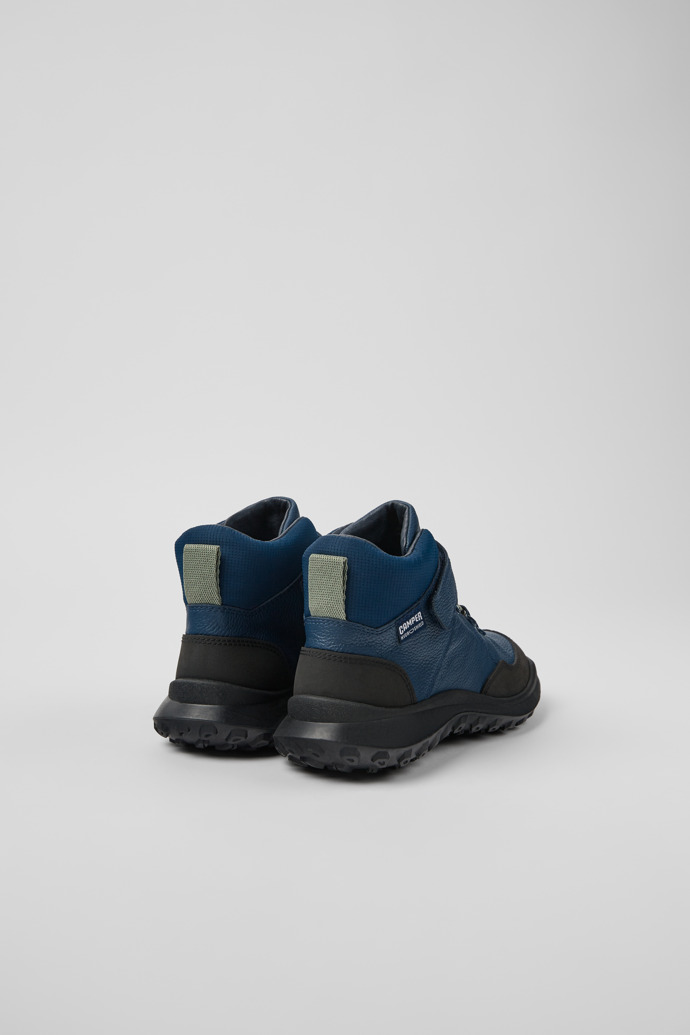 Back view of CRCLR Dark blue leather and textile ankle boots for kids