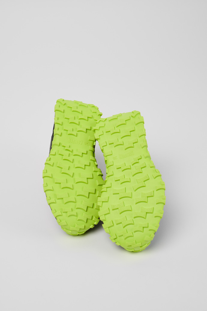 The soles of Drift Trail Multicolor Textile and Nubuck Sneaker Booties for Kids.