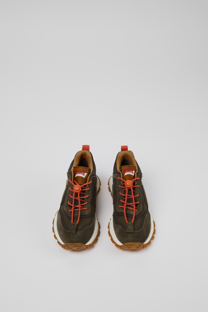Overhead view of Drift Trail Multicolor Textile and Nubuck Sneaker Booties for Kids.