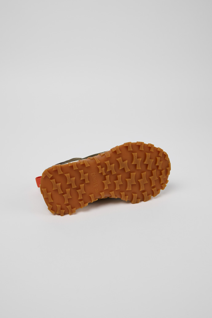 The soles of Drift Trail Multicolor Textile and Nubuck Sneaker Booties for Kids.