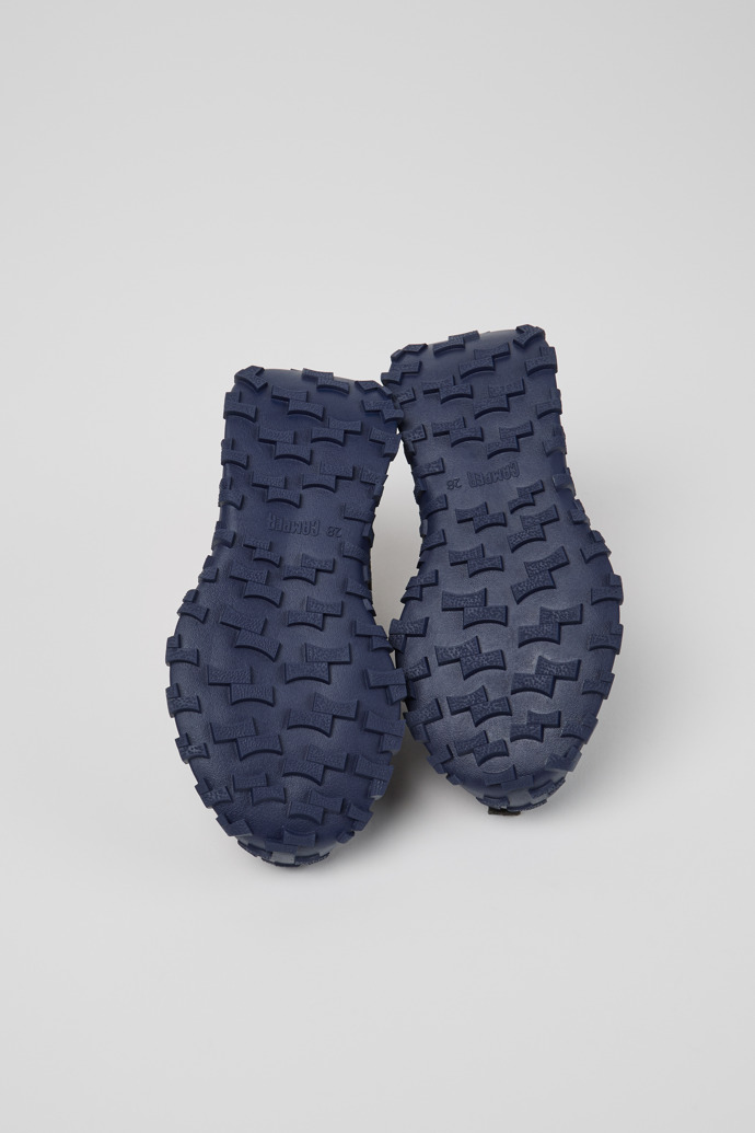The soles of Drift Trail Multicolor Textile and Nubuck Sneaker Booties for Kids.