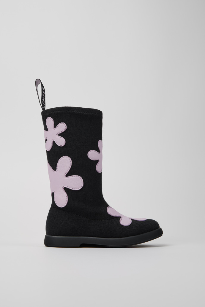 Side view of Duet Black and purple TENCEL™ Lyocell/leather boots