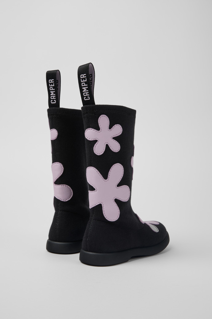 Back view of Duet Black and purple TENCEL™ Lyocell/leather boots