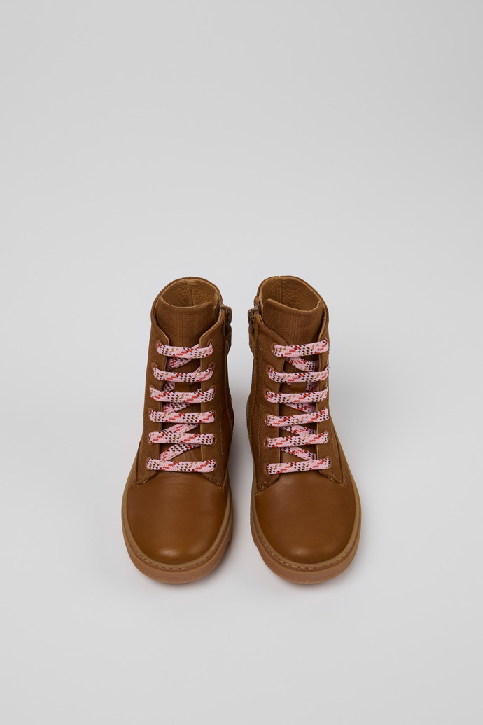 Kiddo Bottines marron en textile et cuir pour enfant.