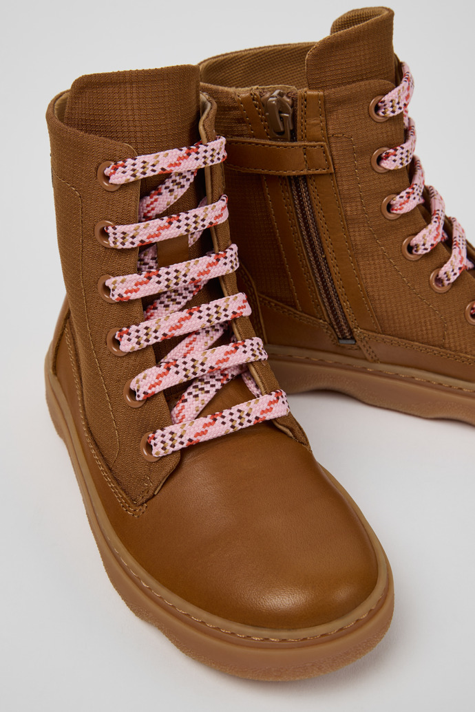 Kiddo Bottines marron en textile et cuir pour enfant.