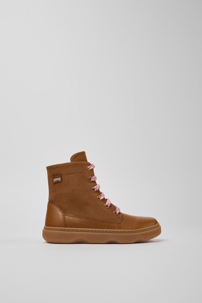 Kiddo Bottines marron en textile et cuir pour enfant.