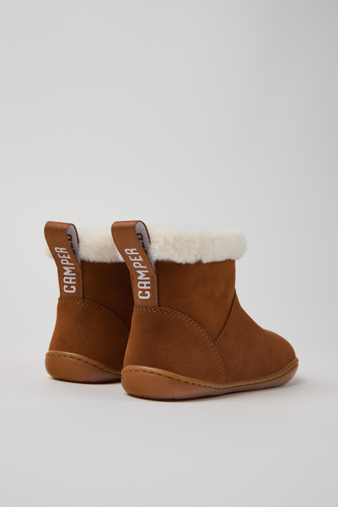 Back view of Peu Brown nubuck boots for kids