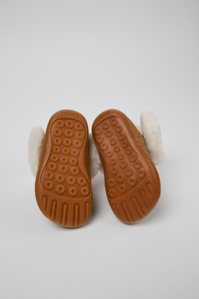 The soles of Twins Brown nubuck and textile ankle boots for kids