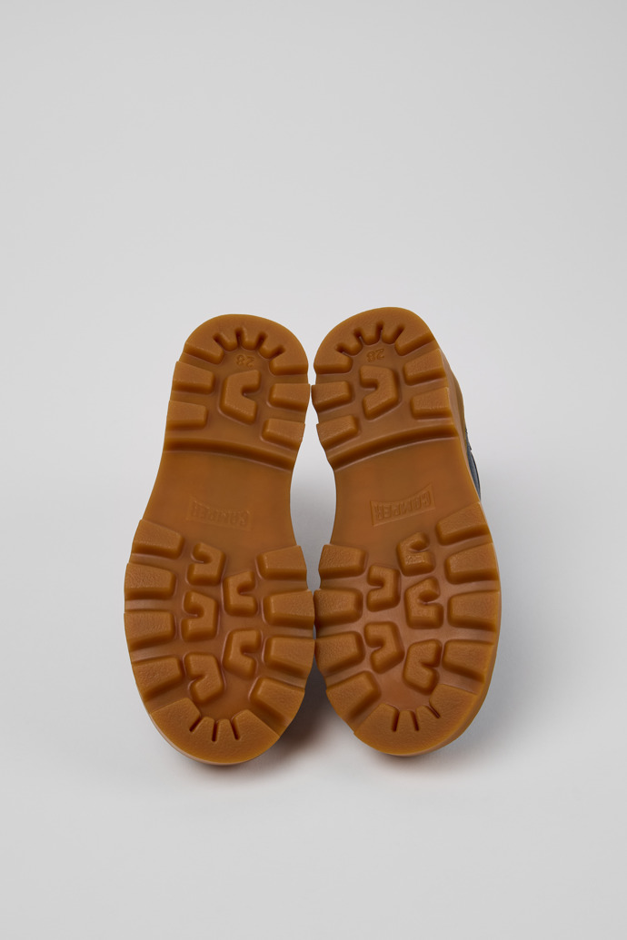 The soles of Brutus Blue Leather Ankle Boots for Kids.