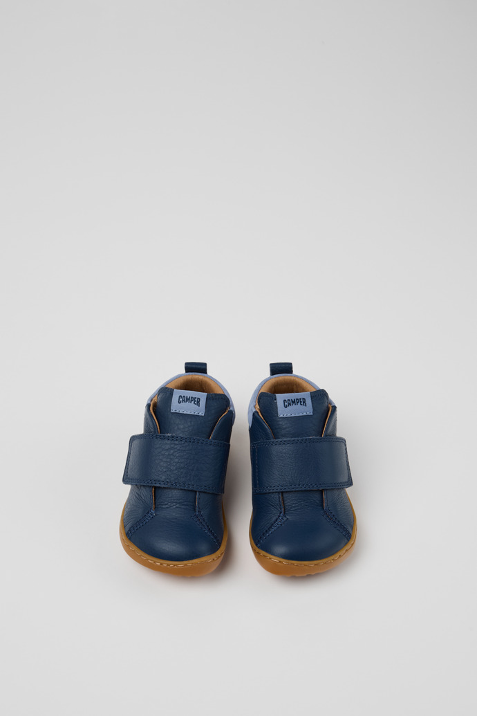 Peu Bottines bleues en cuir et nubuck pour enfant.