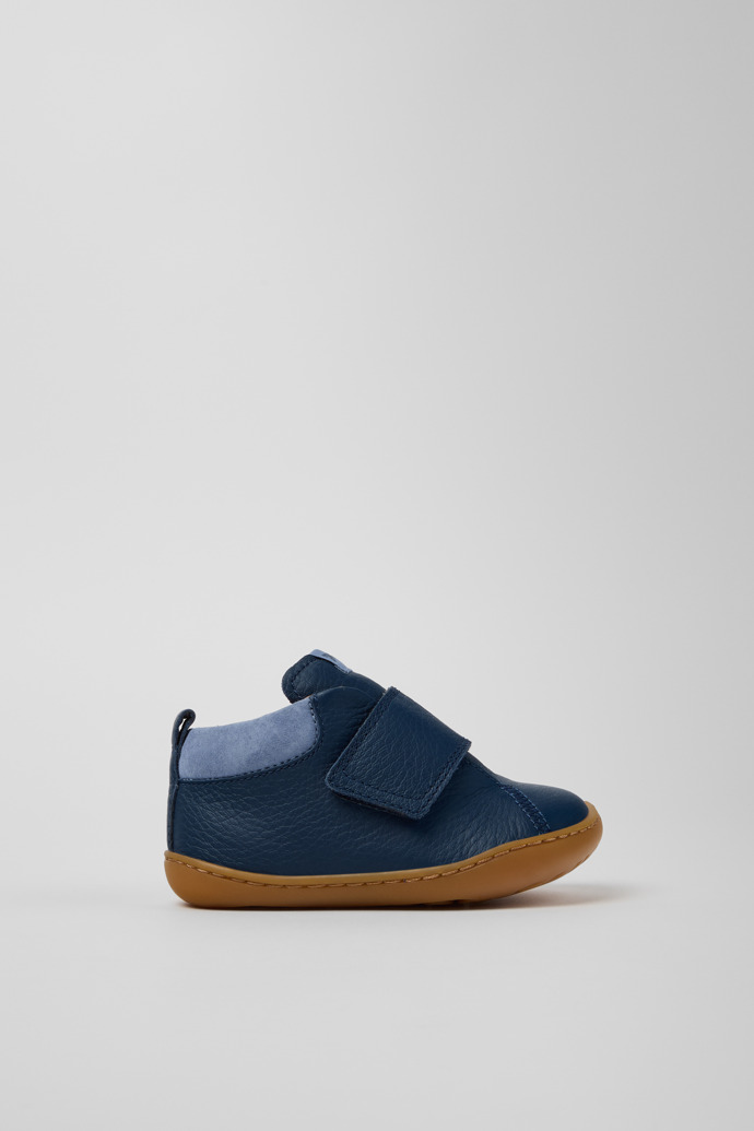 Peu Bottines bleues en cuir et nubuck pour enfant.