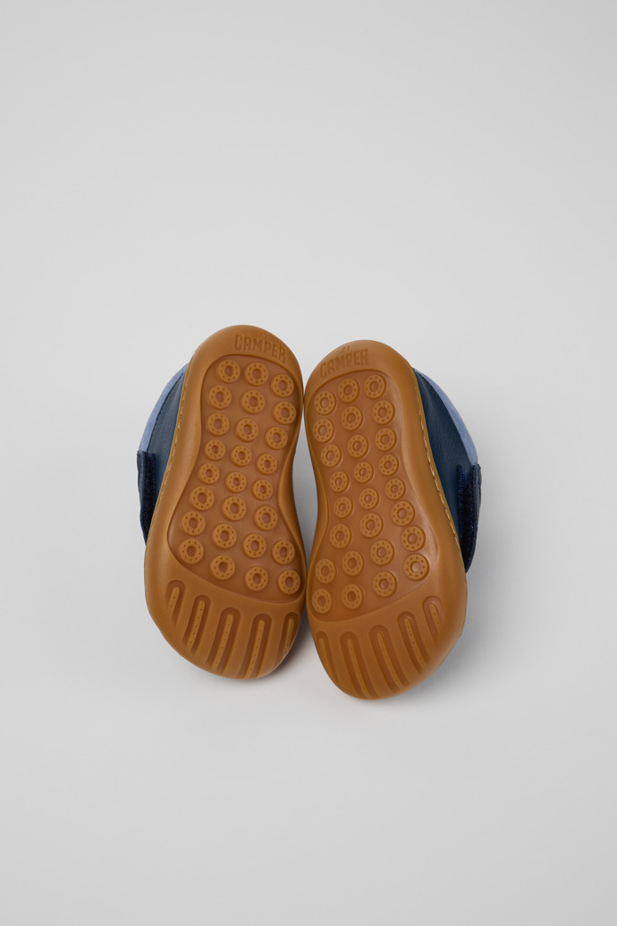 Peu Bottines bleues en cuir et nubuck pour enfant.