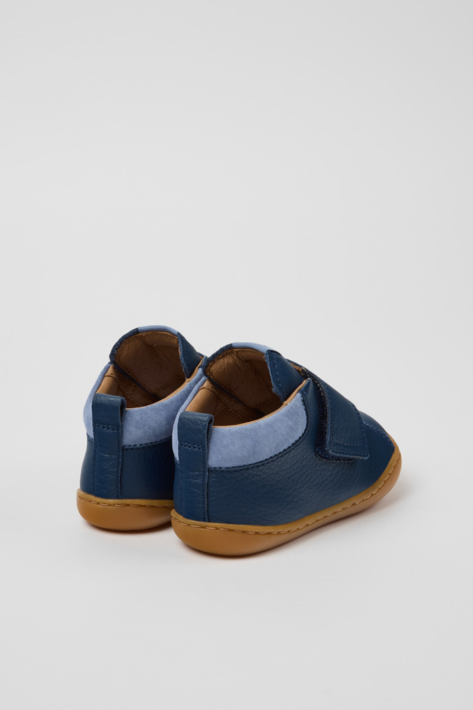Peu Bottines bleues en cuir et nubuck pour enfant.