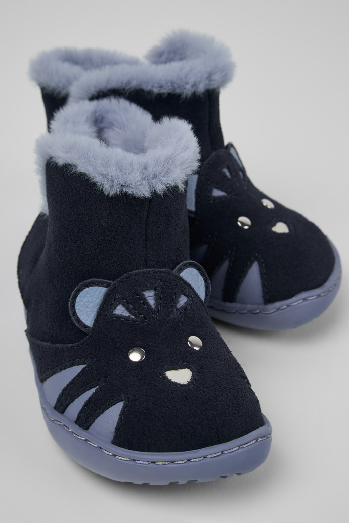 Close-up view of Peu Multicolor Nubuck and Leather Ankle Boots for Kids.