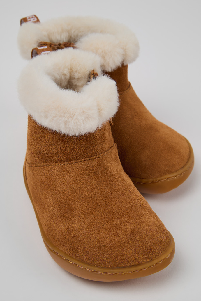 Close-up view of Peu Brown Nubuck Ankle Boots for Kids.