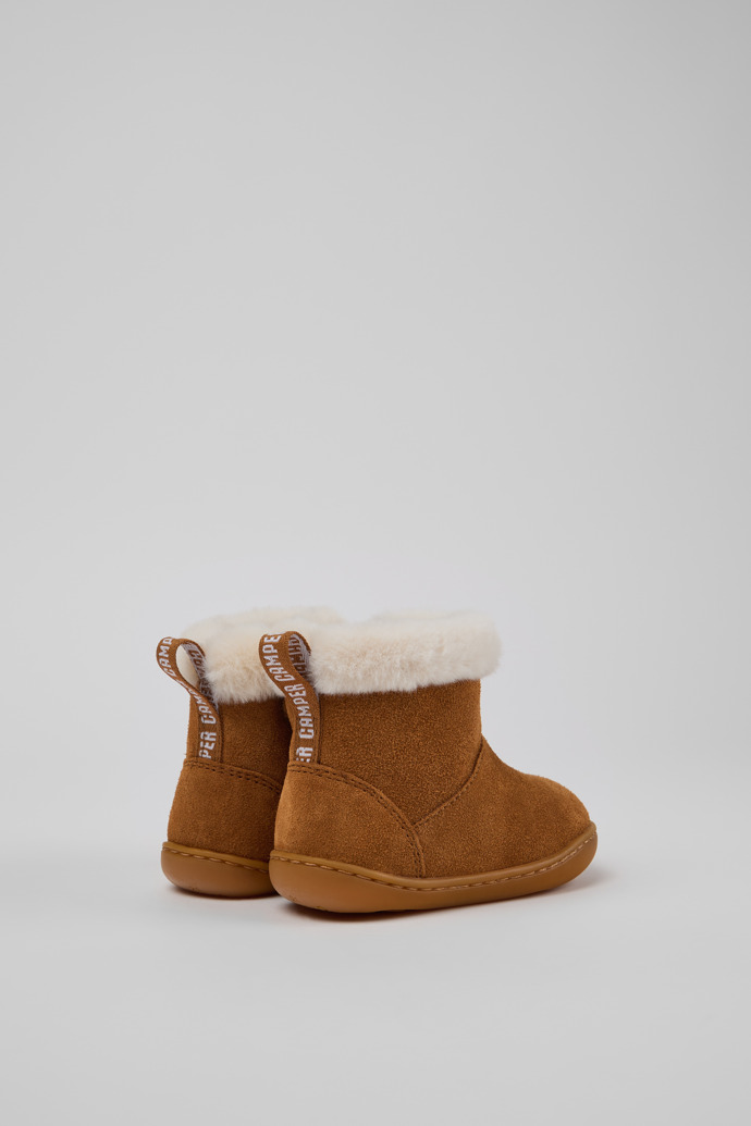 Back view of Peu Brown Nubuck Ankle Boots for Kids.