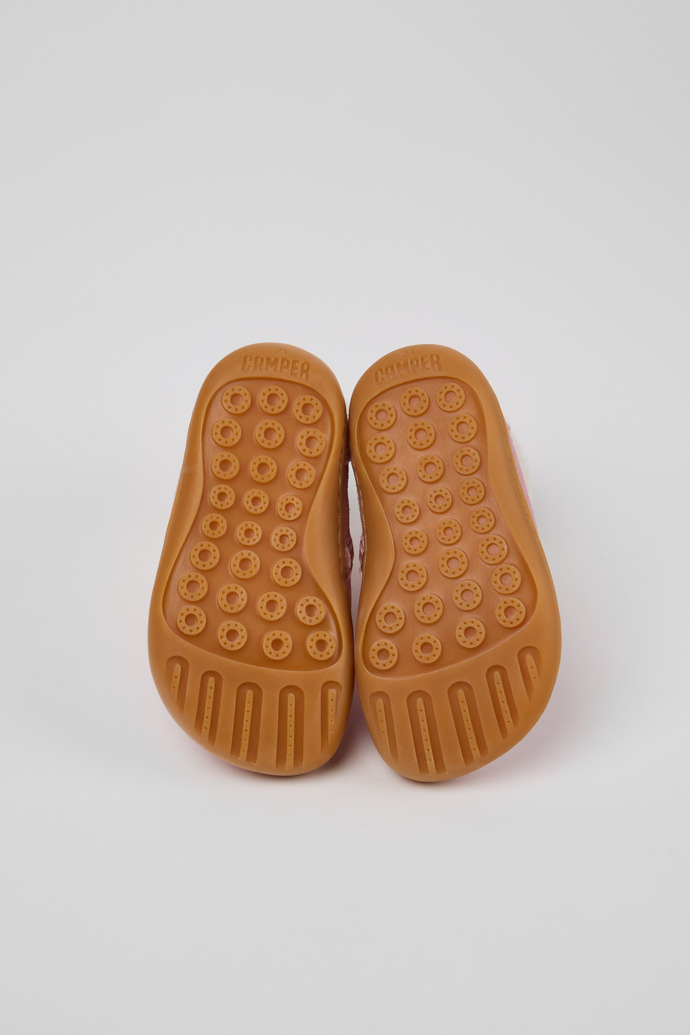 The soles of Peu Pink Nubuck Ankle Boots for Kids.