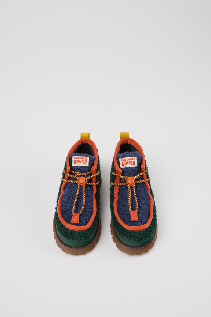 Overhead view of Bobo Choses x Camper Multicolor Textile and Leather Ankle Boots for Kids.