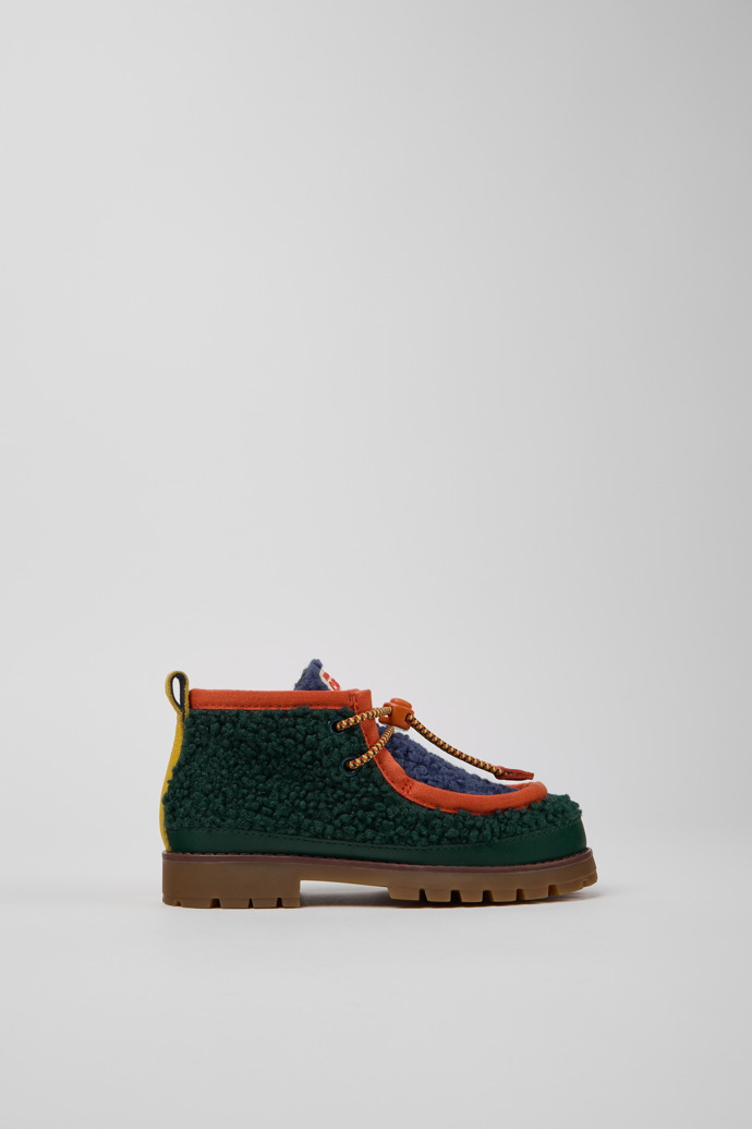 Side view of Bobo Choses x Camper Multicolor Textile and Leather Ankle Boots for Kids.