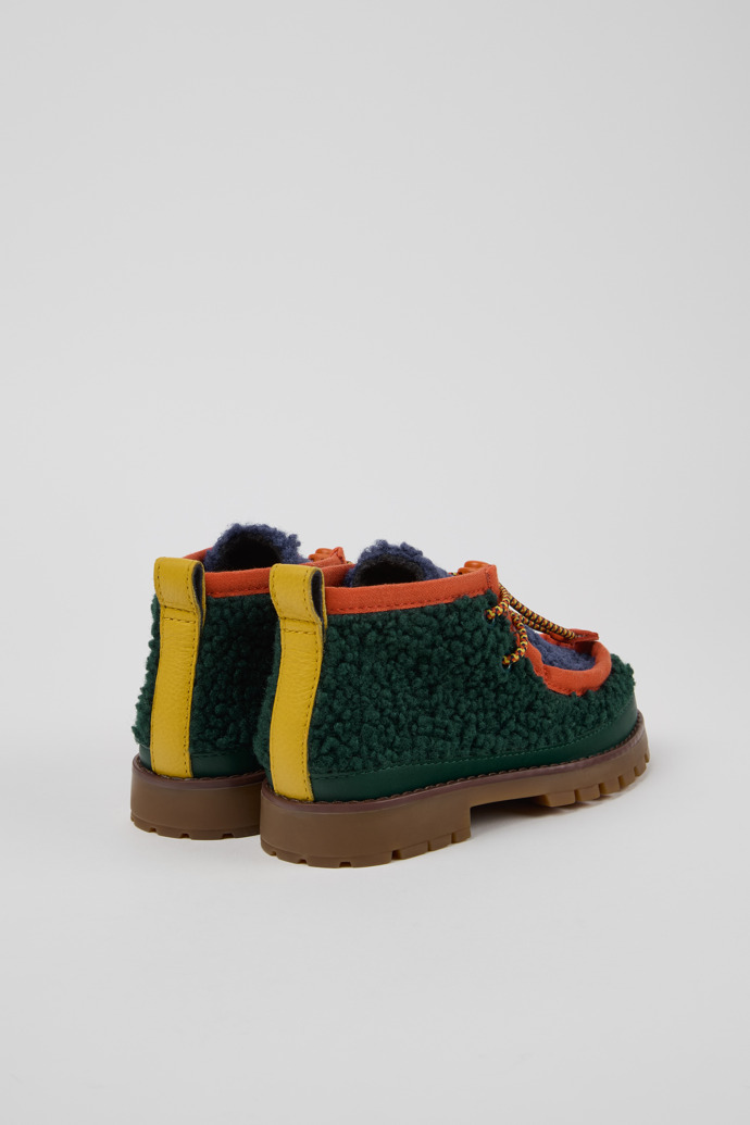 Back view of Bobo Choses x Camper Multicolor Textile and Leather Ankle Boots for Kids.