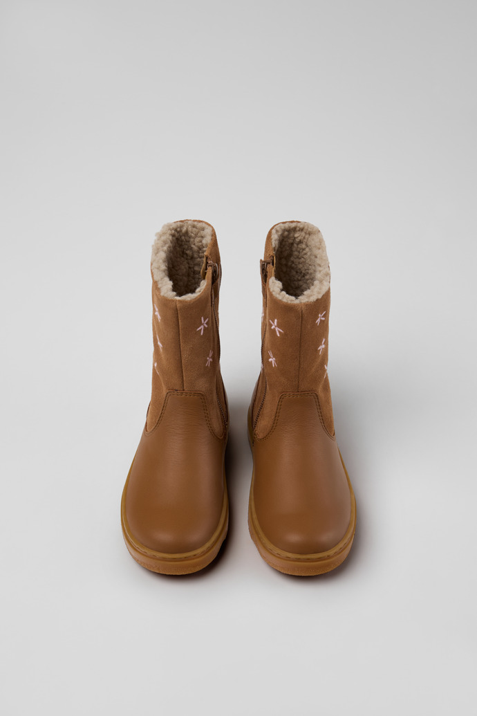 Kiddo Braune hohe Stiefel aus Veloursleder und Leder für Kinder.