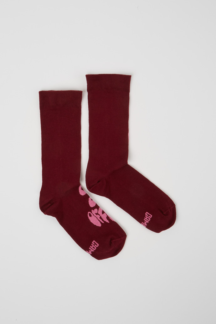 Out of Office Socken in Weinrot und Rosa