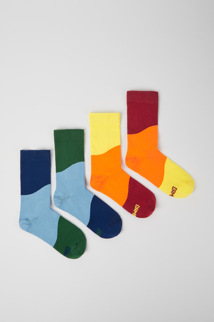 Side view of Odd Socks Pack Four multicolored individual unisex socks