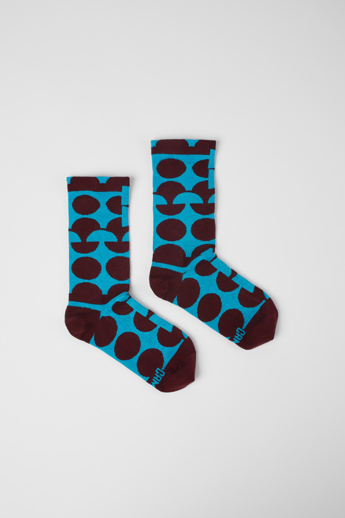 Image of Side view of Sox Socks Burgundy and blue socks