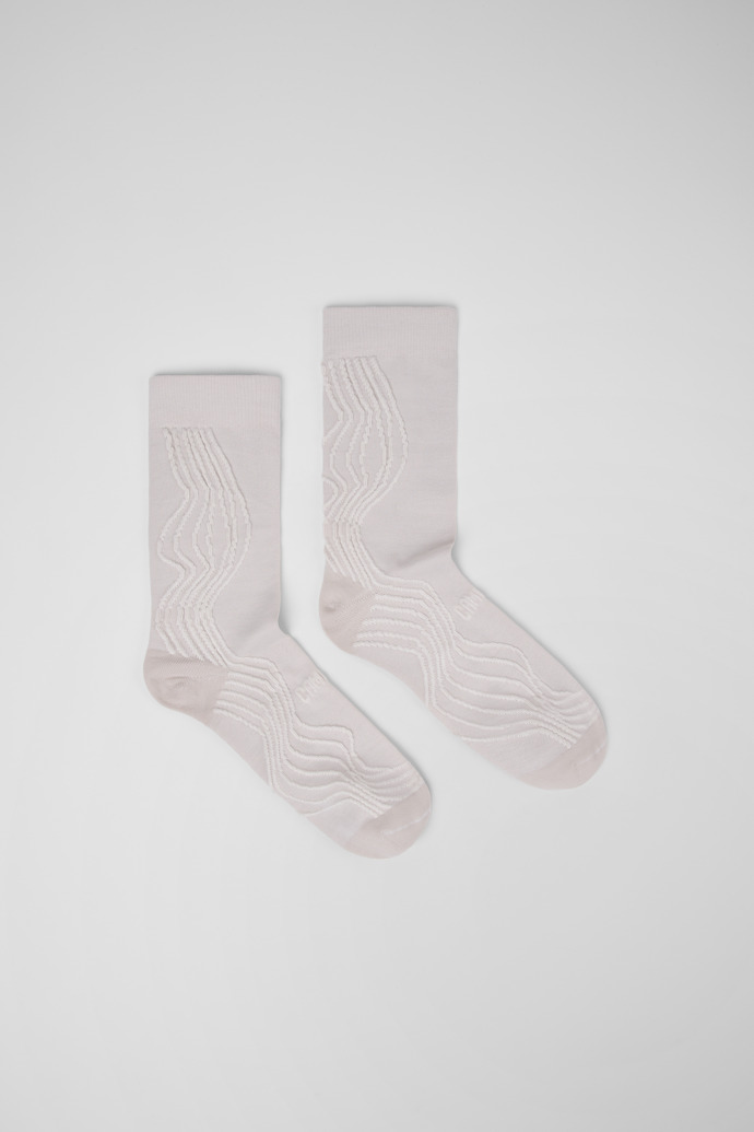 Socks Chaussettes en coton biologique blanc-gris.