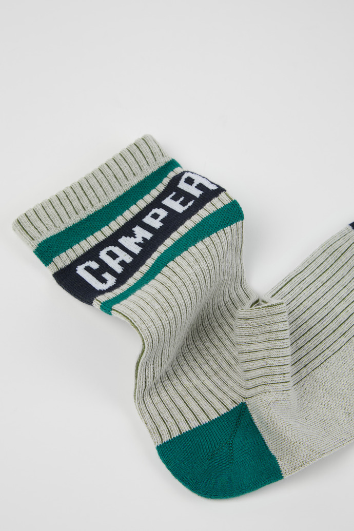 Close-up view of Socks Beige, green and blue mid-length socks