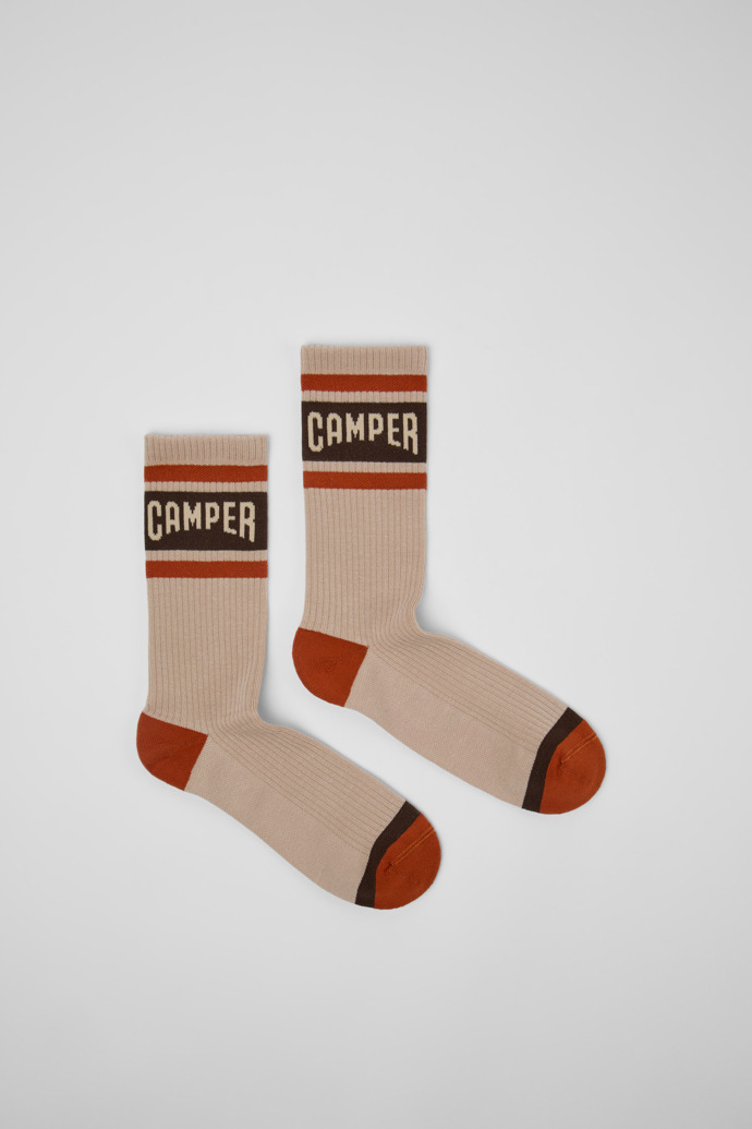 Multicolor mid-length socks Mittellange Socken in Beige, Rot und Braun
