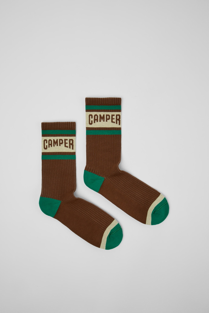 Multicolor mid-length socks Mittellange Socken in Braun, Beige und Grün