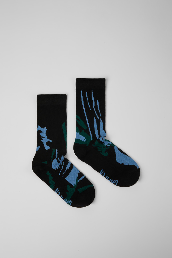 Side view of Socks Black mid-length socks