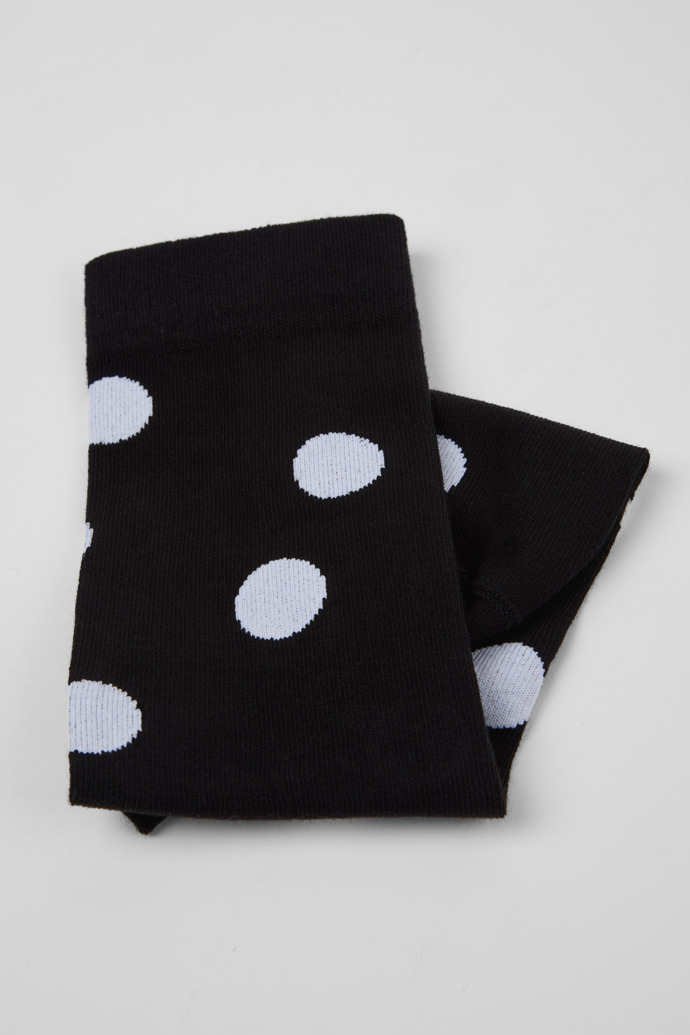 Close-up view of Black and white mid-length socks Polckadots mid-length socks
