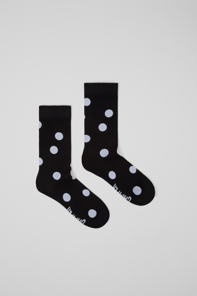 Side view of Black and white mid-length socks Polckadots mid-length socks