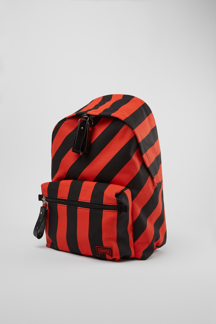 Front view of Ado Large black and red recycled cotton backpack