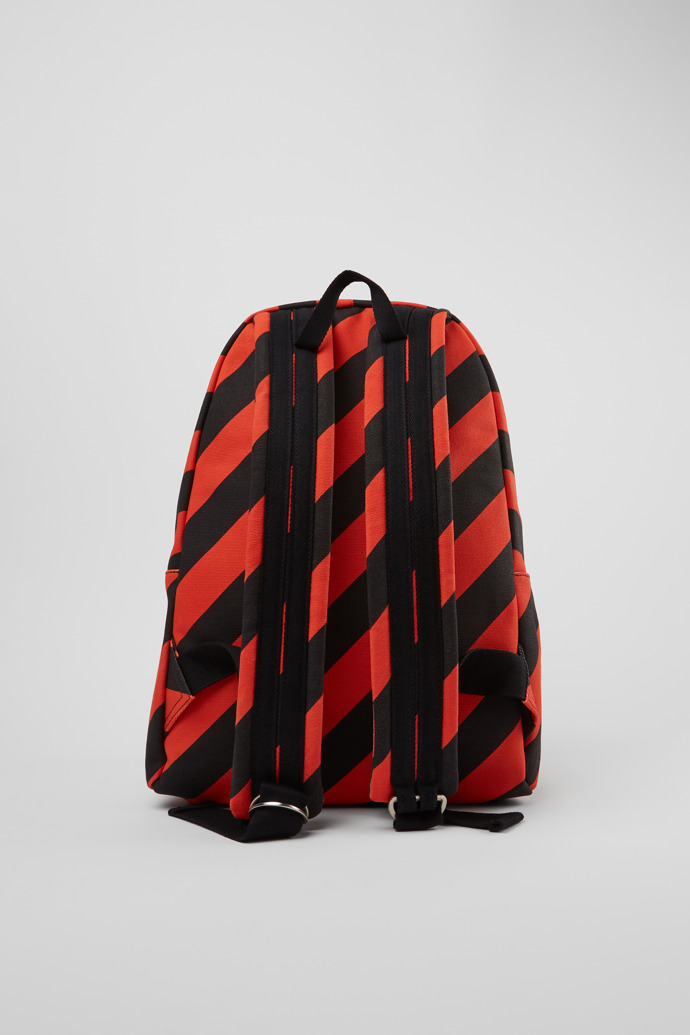 Back view of Ado Large black and red recycled cotton backpack