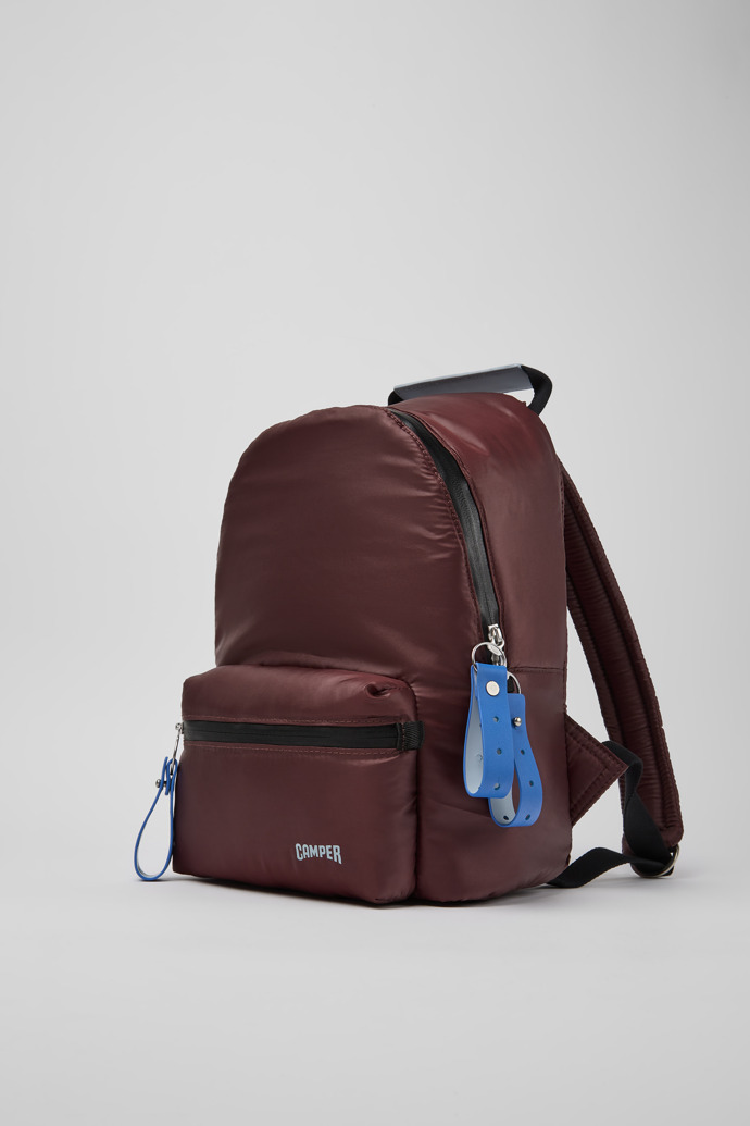 Front view of Ado Burgundy recycled nylon backpack