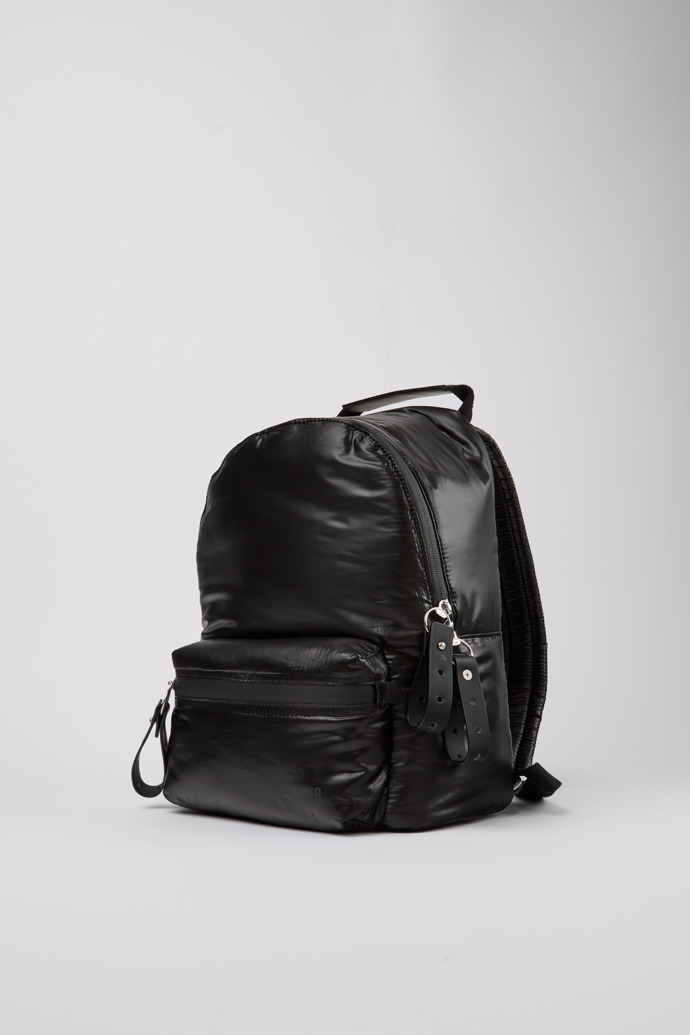 Front view of Ado Black recycled nylon backpack