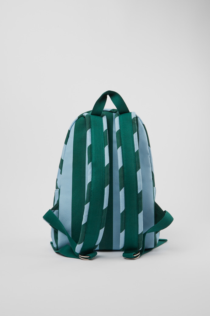 Back view of Ado Small blue and green recycled cotton backpack