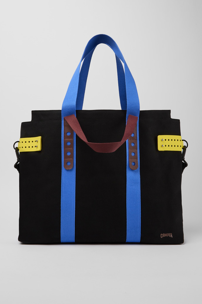 Side view of Ado Black recycled cotton tote