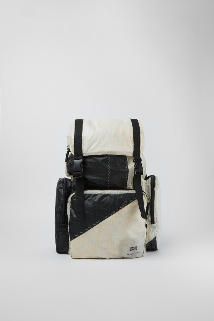 Side view of Camper x North Sails Black and white backpack