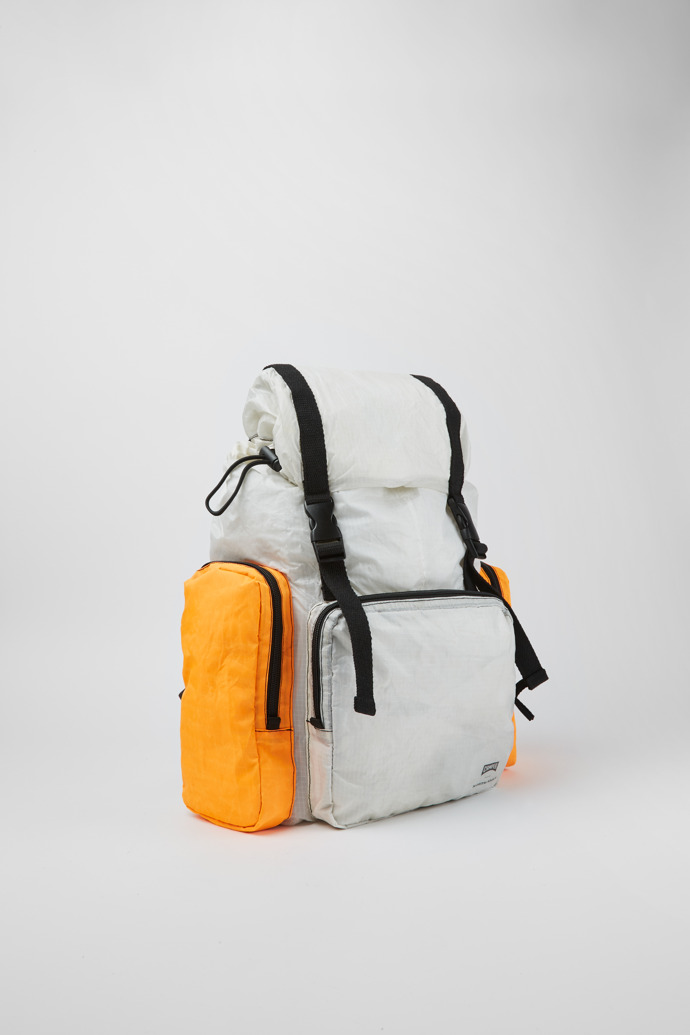 Front view of Camper x North Sails White and orange backpack