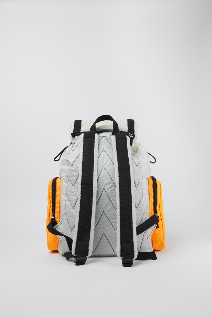 Back view of Camper x North Sails White and orange backpack